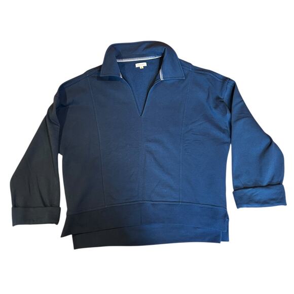 ANTHROPOLOGIE PILCRO Blue Johnny Collar Pullover Roomy Sweatshirt Women's MEDIUM - Picture 4 of 13